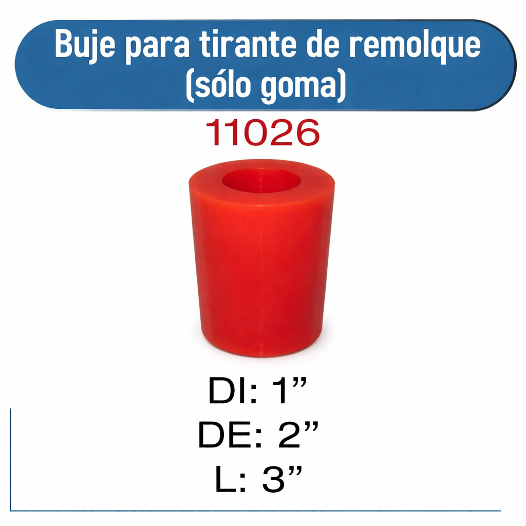 11026 Buje para tirante de remolque  1 x 2 x 3 solo goma